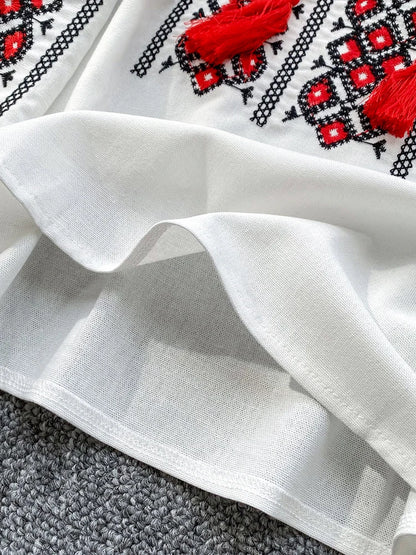 Women Autumn Blouse Bohemian Retro Ethnic Style Embroidered Shirt Loose Lantern Sleeve Top Female Pullovers 3 Colors BL246