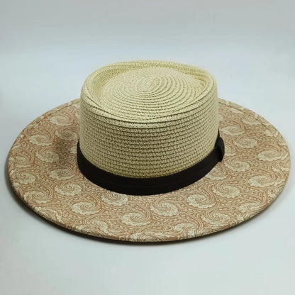 hats beach hat bohemian flat brim hat hand woven straw hat ladies summer vacation travel sun hat
