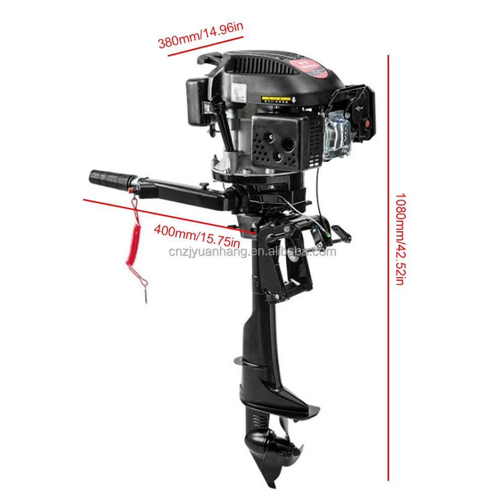 6HP 4-Stroke Outboard Engine Petrol Boat Engine, Air Cooling Outboard Motor