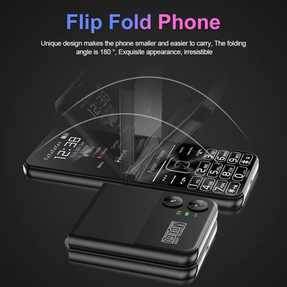 SERVO 4 SIM Fashionable Flip Cellular Phone Speed Dial Flashlight Magic Voice FM Radio 2G GSM Foldable Mobile Phone Type-C 2.6"