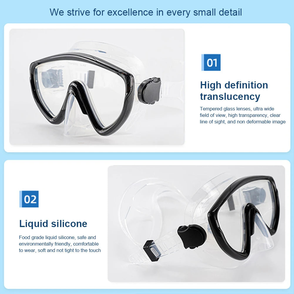 Scuba Diving Mask with Nose Cover Scuba Mask Silicone Skirt Diving Goggles Anti-Fog Swimming Goggles for Adults