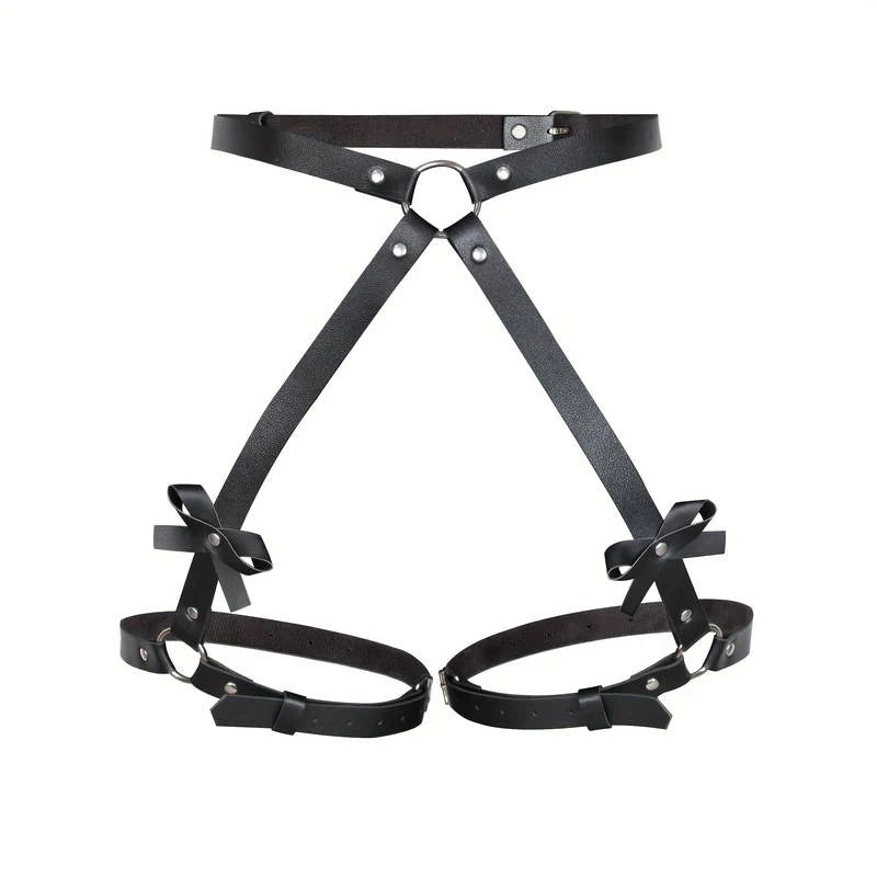 Adult Sex Toys For Women Leather Garter Lingerie Crotchless Erotic Leg Rings Harness Kit Leg Ring Handcuff Set Porn Restraints