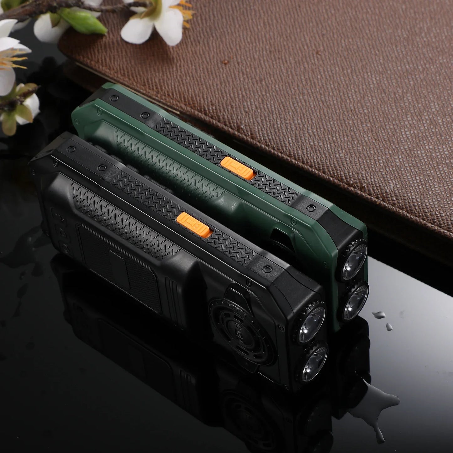 Rugged Outdoor Mobile Phone 4 Quad Sim Voice Changer Dual Torch Loudspeaker Large Button Powerbank Large Battery SOS Call Mobile