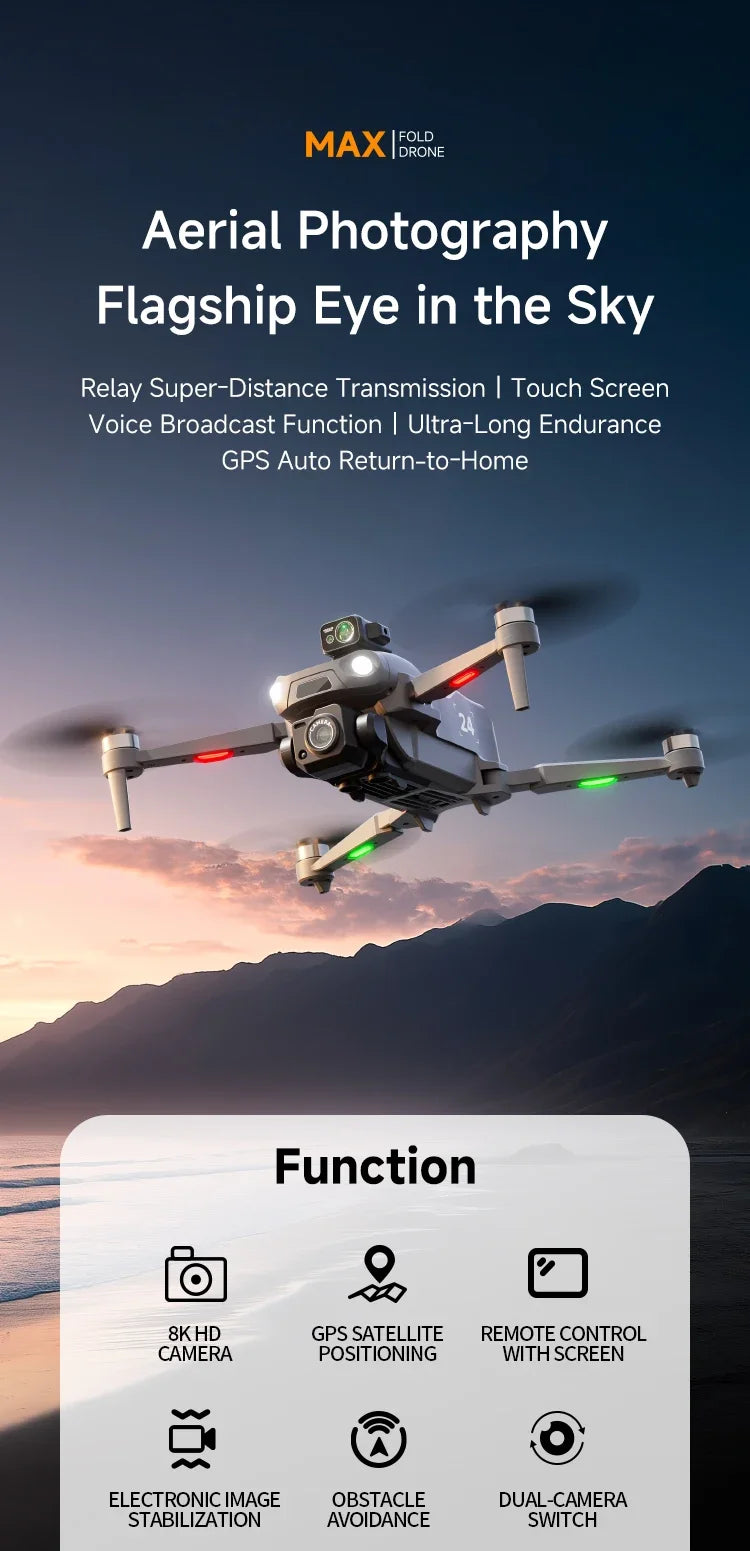 Aerial Drone 4.5-inch Large Screen M24 GPS Positioning Payload Delivery Touchscreen Control 360° Intelligent Obstacle Avoidance