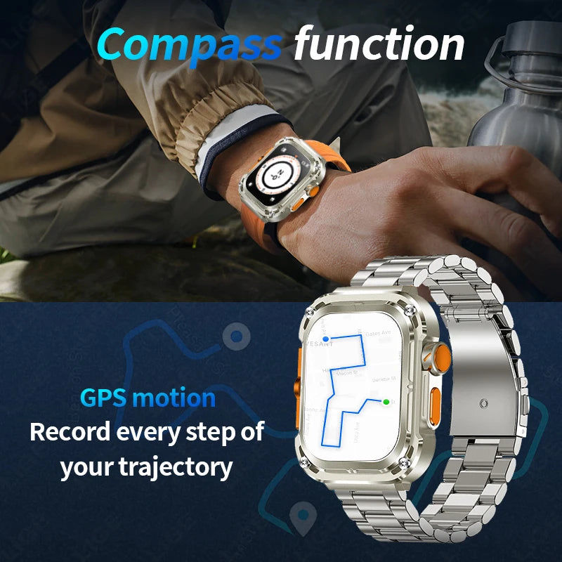 New 2.1" Ultra HD NFC Bluetooth Call Smart Watch Men Compass GPS Track 460mAh Battery Waterproof Smartwatches For women men