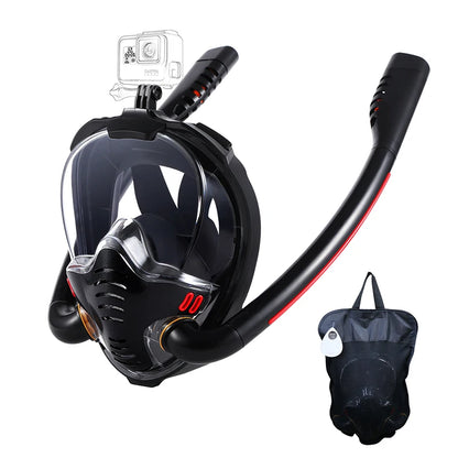 Snorkeling Mask Double Tube Silicone Full Dry Diving Mask Adult Swim Mask Diving Goggles Indoor Self Contained Underwater Breath