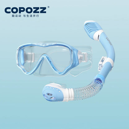 COPOZZ Underwater Scuba Diving Mask and Snorkel Anti-Fog Goggles Glasses Diving Swimming Easy Breath Tube Set for Kids Children