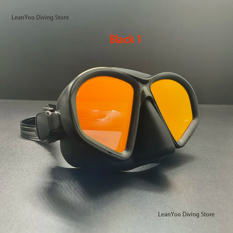 Premium Quality Low Volume Freediving Mask - Teenager Silicone Swimming Mask Mirrored Lens Scuba Dive Glasses
