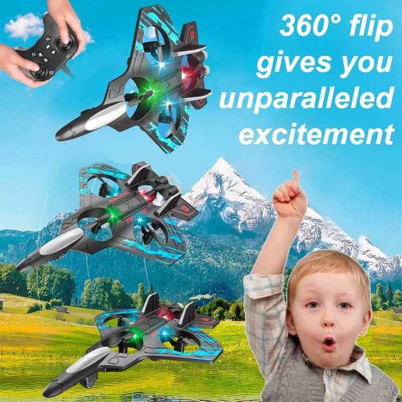 2.4GHz RC Drone with 4-Axis Gyro, One-Key 360° Flip Stunt Plane, Easy To Fly Remote Control Aircraft for Kids Adults