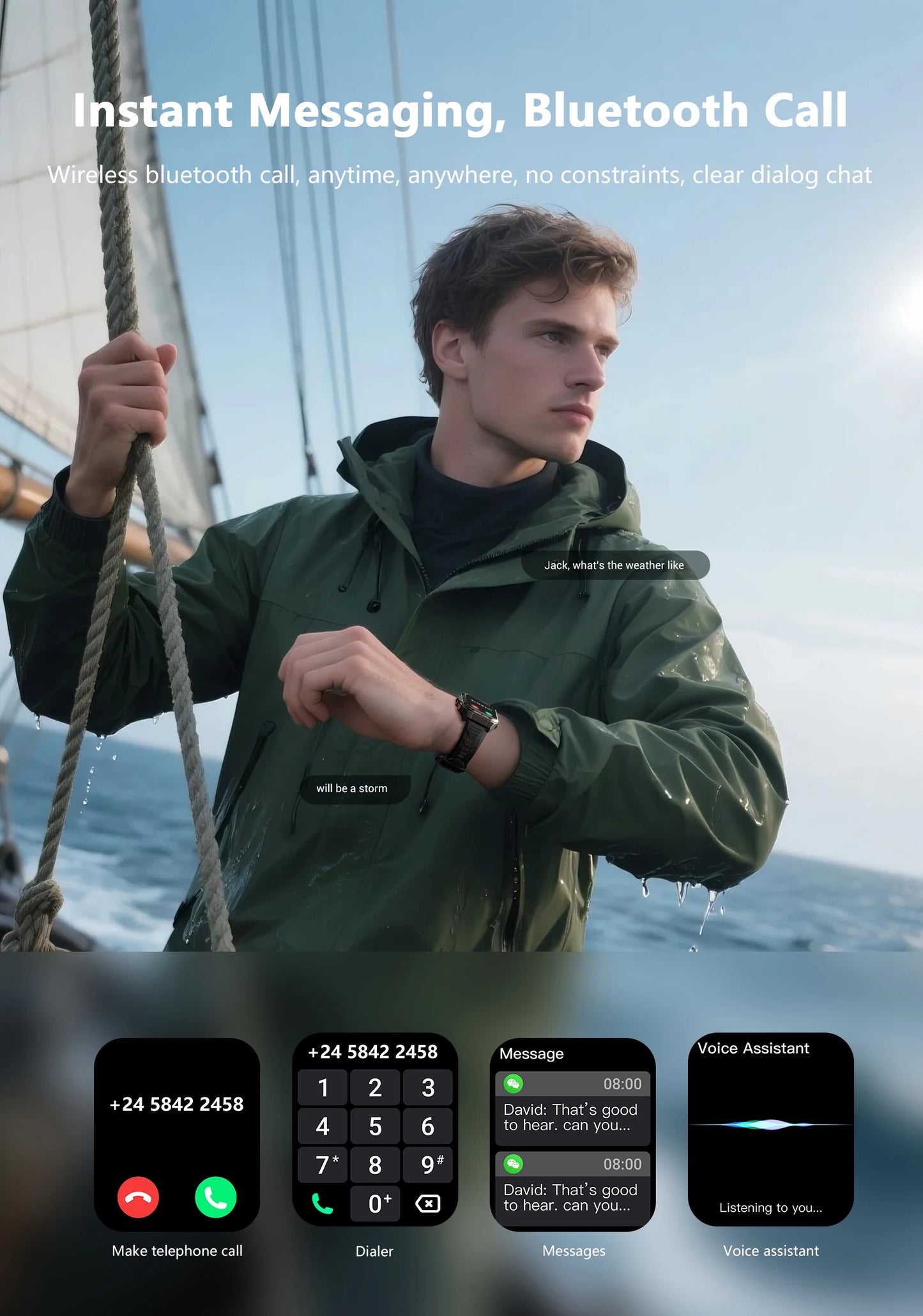 Blackview W80 PRO Outdoor Smart Watch with GPS Positioning, 1.91‘’ TFT Display 900mAh with Flashlight Health Monitoring Watch