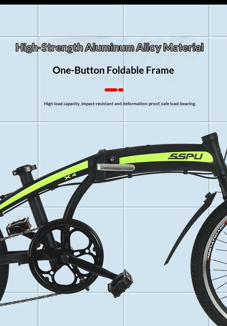Folding Bike 20 Inch Aluminum Alloy Lightweight Commuter Bicycle 7 Speed Portable City Travel Ultralight Folding Bikes Grey