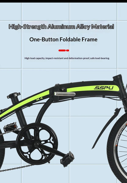 Folding Bike 20 Inch Aluminum Alloy Lightweight Commuter Bicycle 7 Speed Portable City Travel Ultralight Folding Bikes Grey