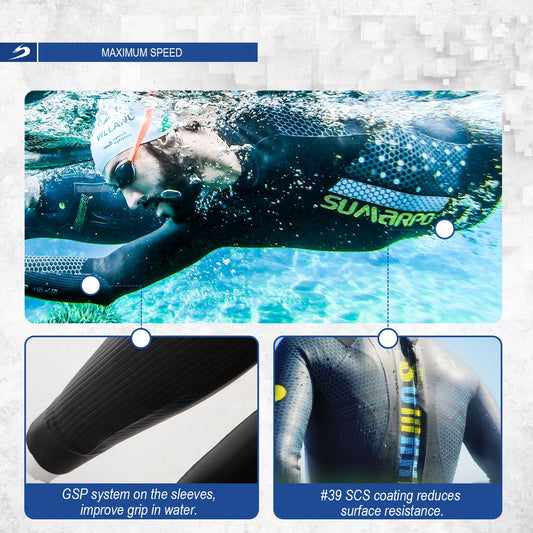 SUMARPO Men Triathlon Wetsuits for Open Water Swimming, 4/2mm Yamamoto Neoprene