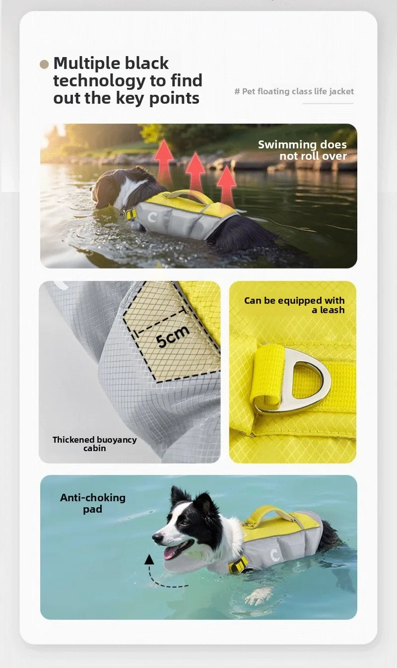 Dogs Life Jacket Enhanced Buoyancy Summer Seaside Swimwear Safety Vest Surfing Protection Products Pet Life Jackets Accessories