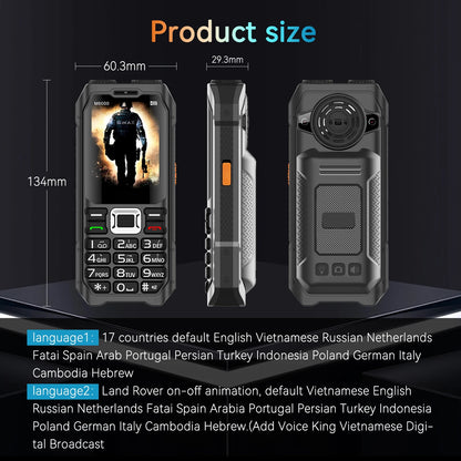 Rugged Mobile Phone M6000 GSM 2G Network 4 SIM Cards Magic Voice 3.5mm Jack 2.4'' Display Big Keyboard Cellphone For Elderly