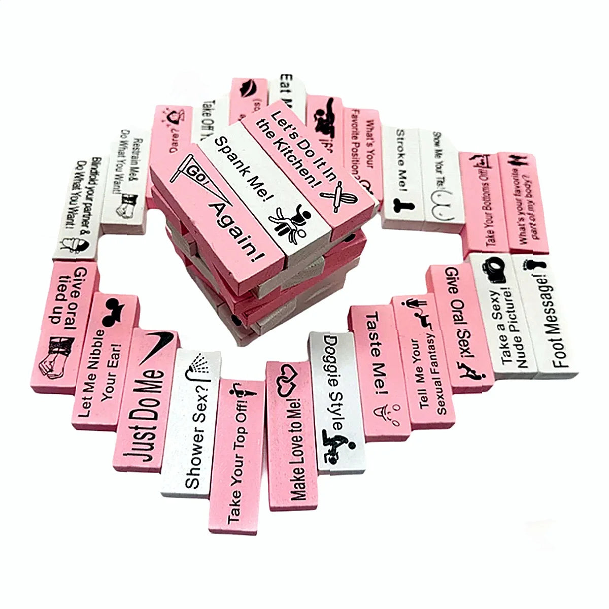 Forty Eight Piece Sex Block Game For Adults Sex Toys Featuring Wooden Block Tower Game For Couples Valentine Tumbling Tower