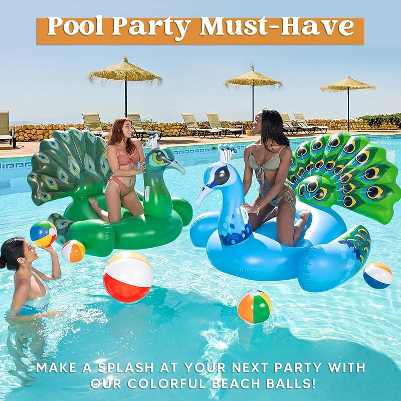 12"/16" Inflatable Large Beach Balls for Kids Adults Durable Pool Toys for Summer Water Games Rainbow Beachball Party Favors