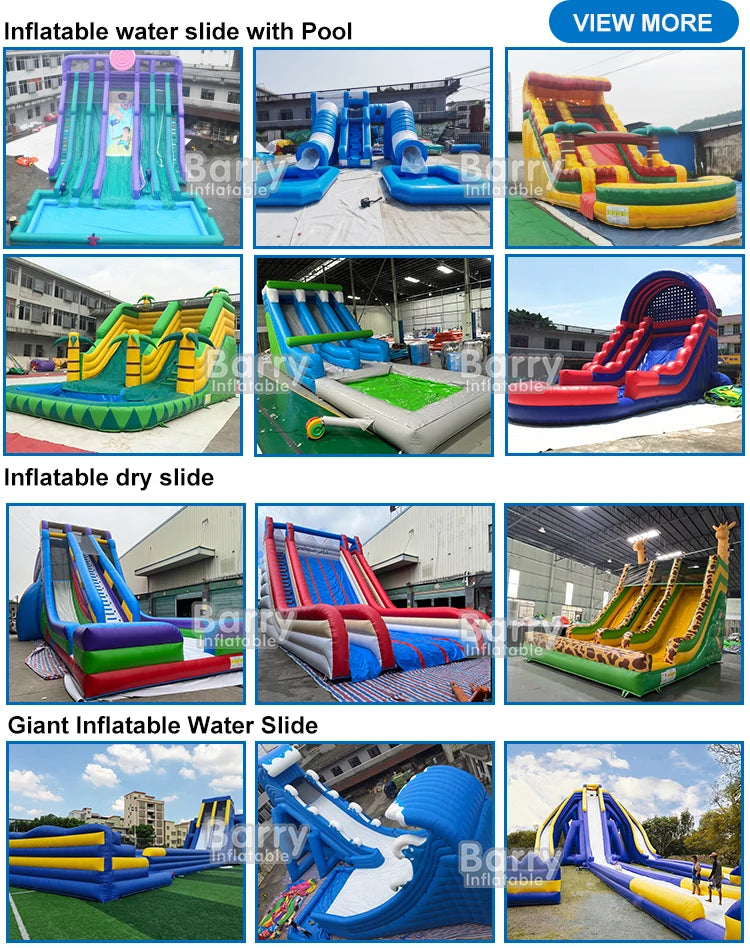 Commercial Water Park Waterslide Inflatable Kids Slide Pvc Toy Custom Inflatable Multiple Slides Children Water Slide With Pool
