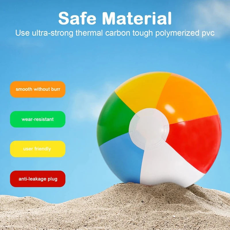 12"/16" Inflatable Large Beach Balls for Kids Adults Durable Pool Toys for Summer Water Games Rainbow Beachball Party Favors