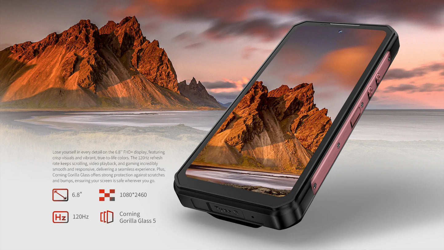 OUKITEL WP56 Rugged phone 16000mAh 45w 36GB+512GB 6.8“FHD 120Hz cell phone MTK7050 32MP+108MP android 15 smartphone