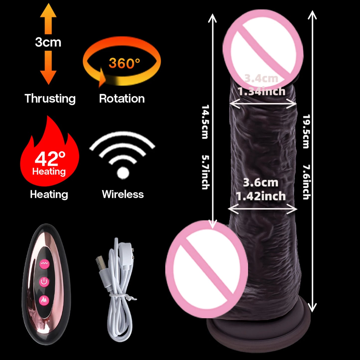 Dildo Vibrator with Remote – 10 Vibration Modes, Telescopic & Rotating Features, Realistic Shaft