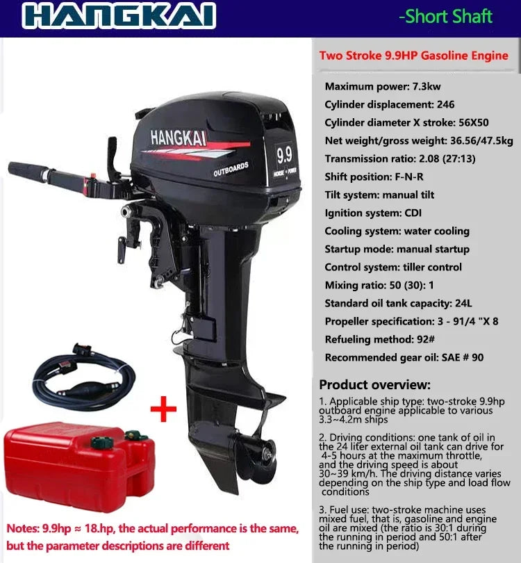 IHOMEINF Powerful 4.0HP-18.0HP Petrol Marine Motor Boat  Engine for the 2.3M-4.6M Assault Boat Canoe Outboards Propeller