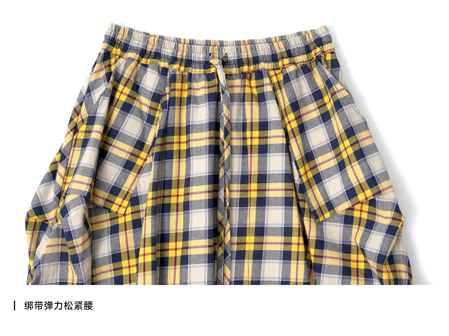 Yellow checkered skirt 2025 imakokoni original autumn Japanese color woven artistic pure cotton lantern skirt for women 255122