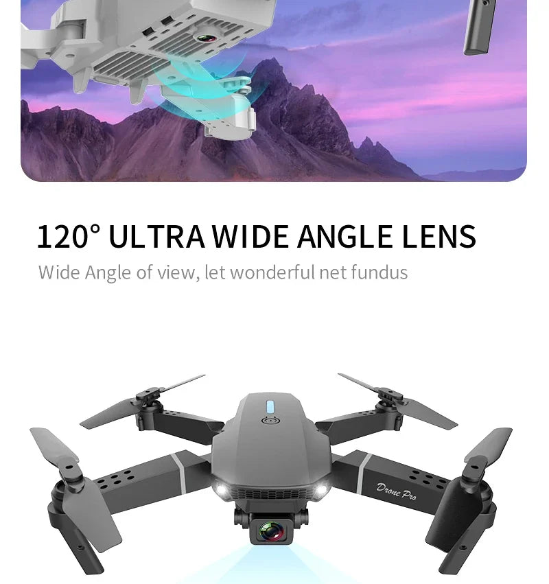 2025 E88 Pro WiFi FPV Drone - Single/Dual 4K/1080P Camera, Wide-Angle HD, Altitude Hold, Foldable Quadcopter RC Helicopter Toy