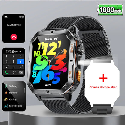 Original 2025 New 2.01 inch1000mAh smartwatch LED flashlight GPS 100+ sport health monitor 3ATM waterproof Men Gift smartwatch