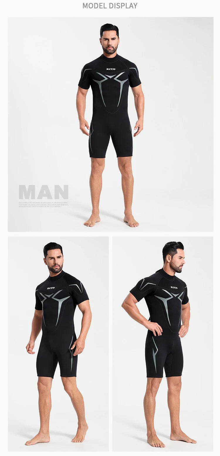3mm Wetsuits for Men Women Neoprene Diving Suits Back Zipper Short Sleeve Swimsuits for Diving Snorkel Surfing Swimming Wet Suit