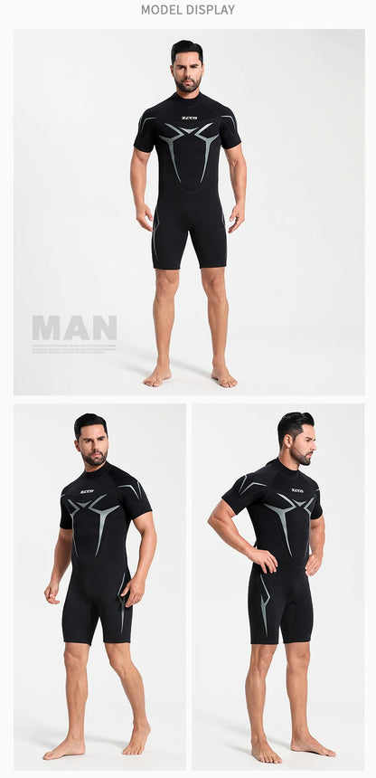 3mm Wetsuits for Men Women Neoprene Diving Suits Back Zipper Short Sleeve Swimsuits for Diving Snorkel Surfing Swimming Wet Suit