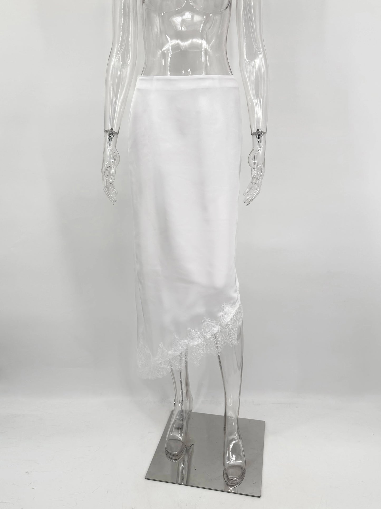 Talenza White Lace Skirts Women Fashion Irregular Lace Patchwork Slim Skirts High Waist Streetwear Party Looks Female Maxi Skirt