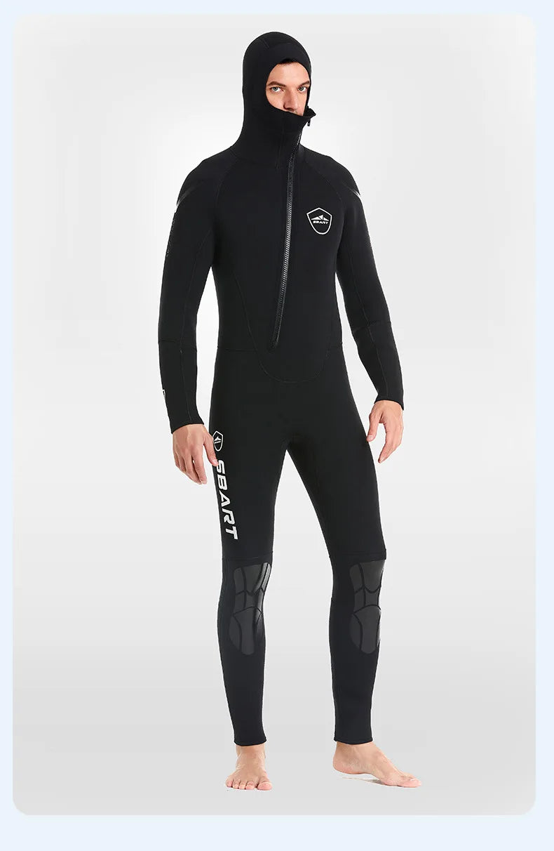 5MM diving suit thickened warm swimming suit hooded knee protection deep diving fishing suit winter swimming equipment wetsuit