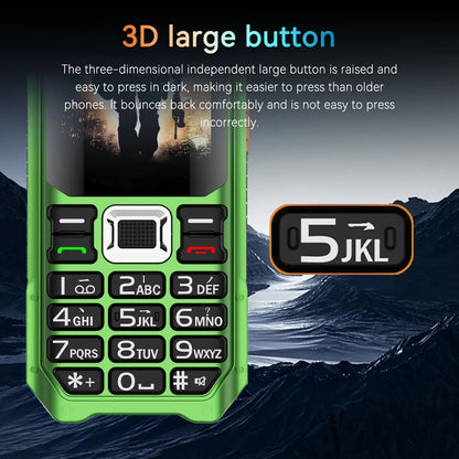 Rugged Outdoor Mobile Phone 4 Quad Sim Voice Changer Dual Torch Loudspeaker Large Button Powerbank Large Battery SOS Call Mobile