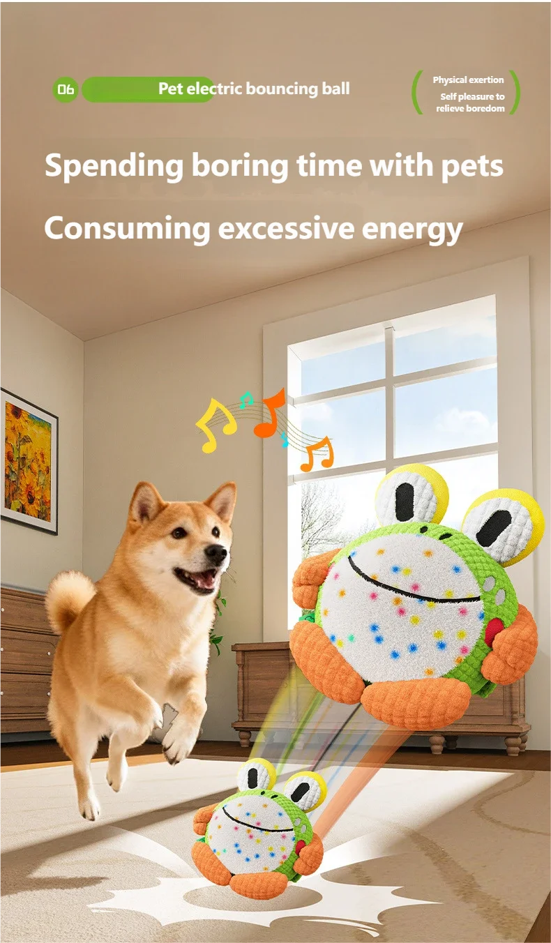 Dog toys, electric bouncing ball, pet self congratulation, relief, magic instrument, sound making, puppies, molars, bite resista
