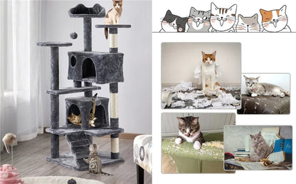 Cat Tree Cat Tower Condominium with Condominium and Hanging Ball and Scratching Post, Large Cat House for Kittens and Cats