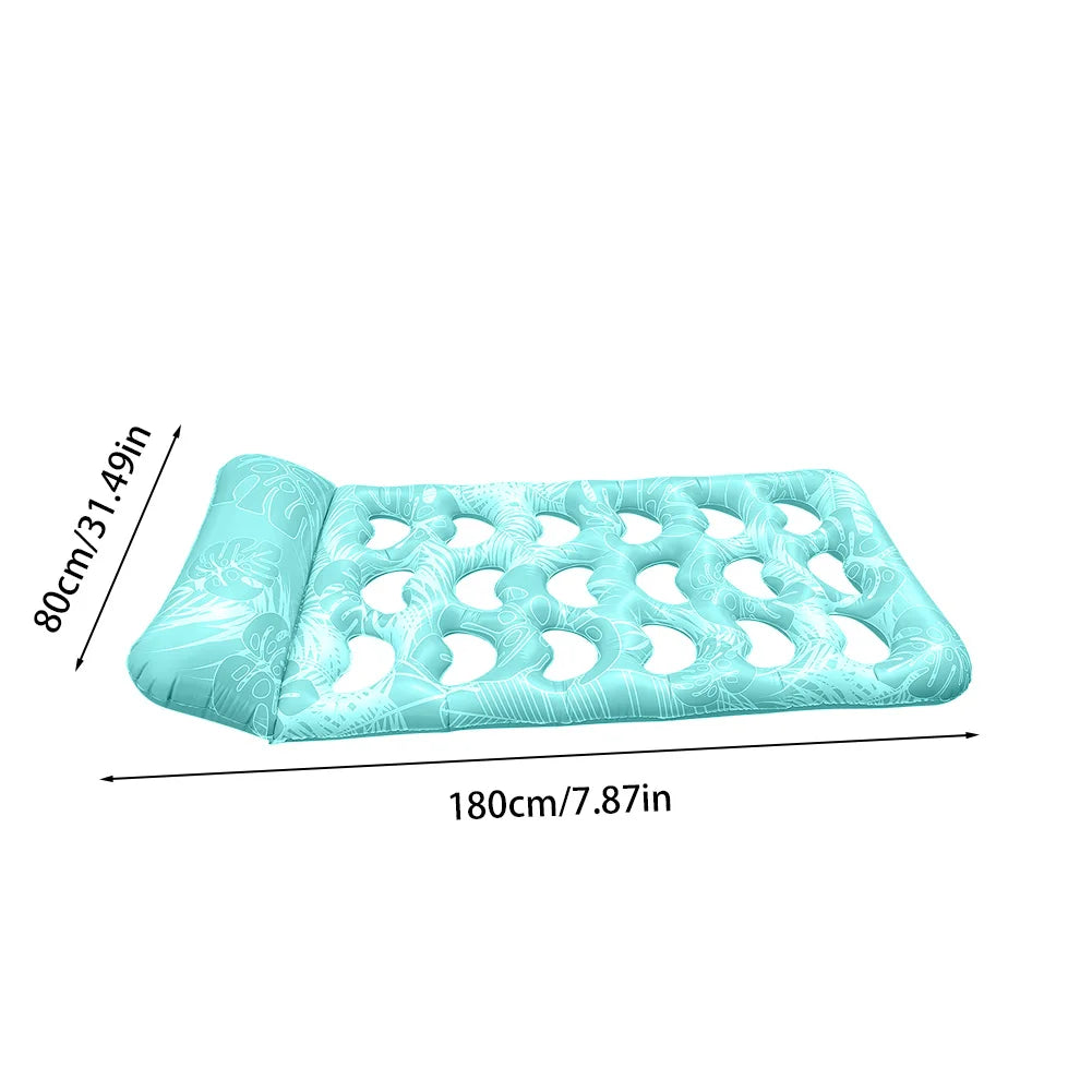 Pool Floats Hammock with Headrest Inflatable Water Sleeping Bed Portable Floating Lounger Air Mattress for Swimming Pool Party