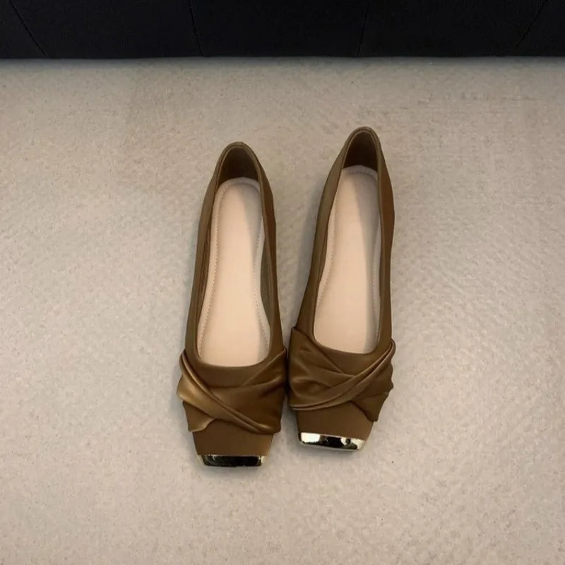 Shoes Woman 2026 Low Heels Female Footwear Autumn Square Toe Casual Sneaker New Summer Comfortable Dress Fall Lace-Up Flat Rome