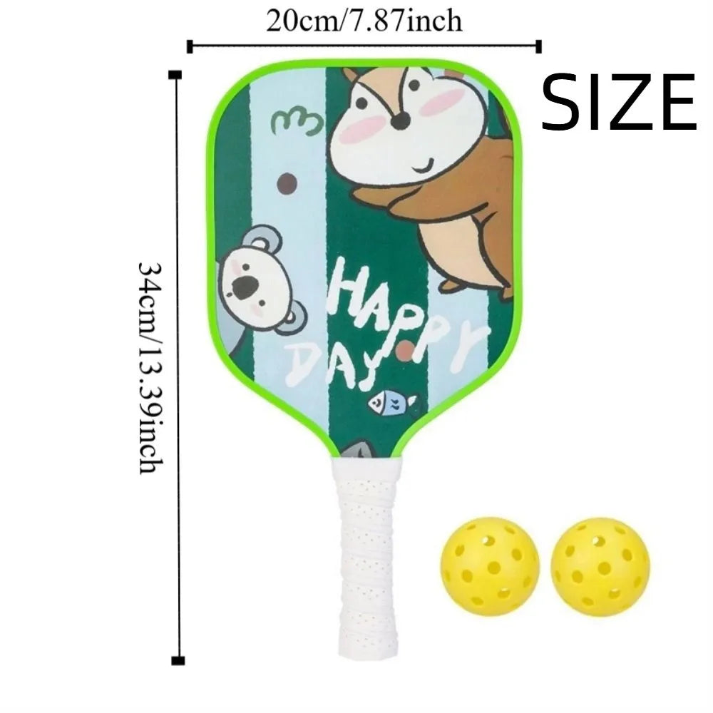 Cartoon Children's Pickleball Set Colorful Lightweight Children's Pickleball Rackets Ribbed Handle Durable Pickleball Paddle Set