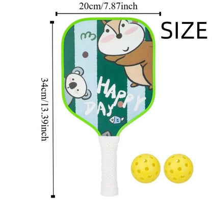 Cartoon Children's Pickleball Set Colorful Lightweight Children's Pickleball Rackets Ribbed Handle Durable Pickleball Paddle Set