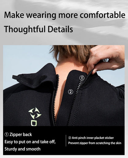 Men Women Wetsuit Shorty 1.5mm Neoprene + Lycra Thermal Swimsuit Diving Suits Front Zipper UV Protection Long Sleeve Surf Suits