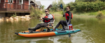 2 Person Inflatable Kayak for Fishing, Double Seat Folding Canoe with Pump, Portable Kayak for Lake River Outdoor Water Sport