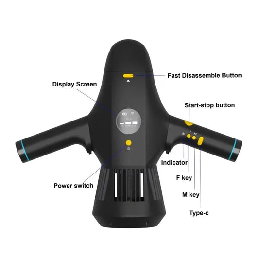 M1 Multi-fonctio Water Proof and Removable Battery Underwater Sea Scooter Electric Booster for Diving Snorkeling Sea Adventure