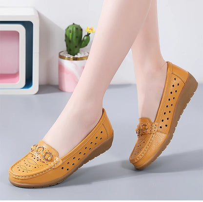 Woman Shoes Breathable Leather Shoes For Women Low Heels Casual Zapatos Mujer Elegant Heel Women's Shoes Flats Female Footwear