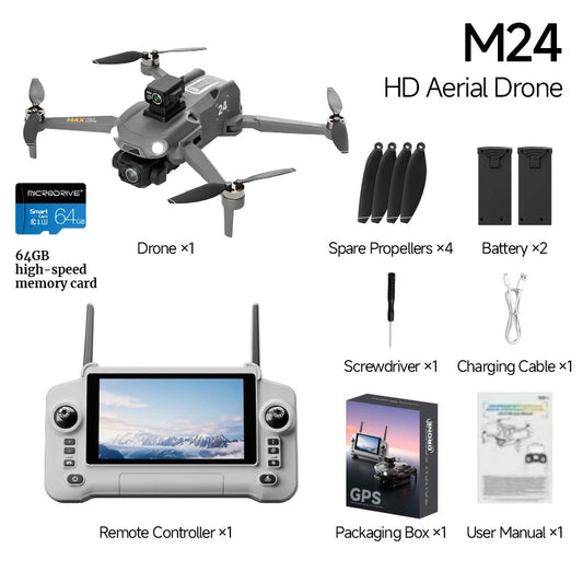 Aerial Drone 4.5-inch Large Screen M24 GPS Positioning Payload Delivery Touchscreen Control 360° Intelligent Obstacle Avoidance