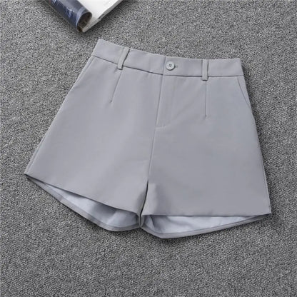 Women Suit Shorts Elegant High Waist White A Line Wide Leg Suit Short Commute Summer Suit Shorts Casual Slim Hot Short Pants