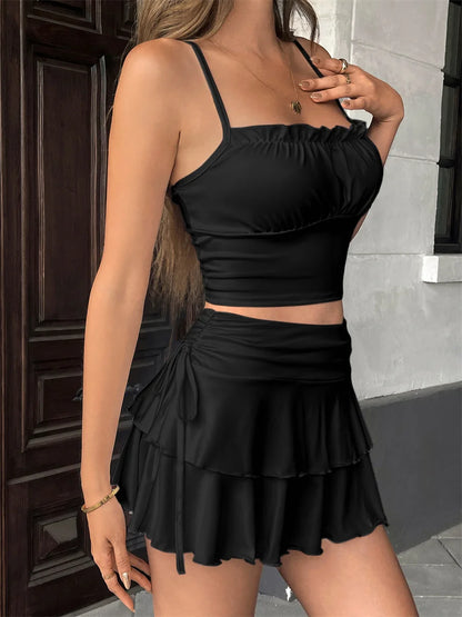 Women's High Waisted Solid Color Mini Skirt Summer Fashion Outdoor Versatile Slim Fit Elastic Waist Short Skirt Streetwear 2026