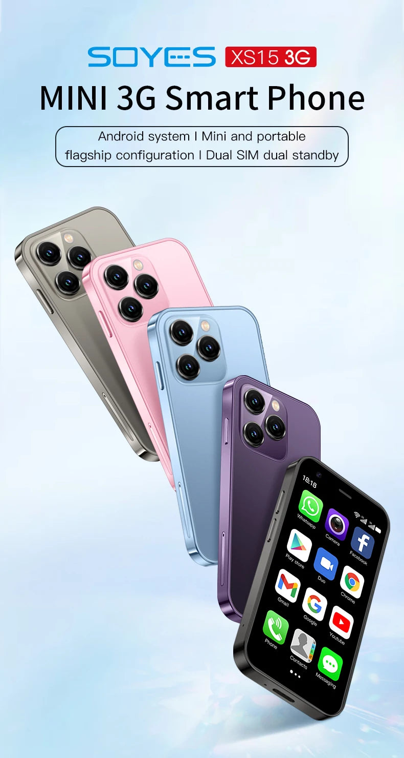 SOYES XS15 Mini Android8.1 Smart Phone 3.0 Inch Display 2GB RAM 16GB ROM Dual SIM Standby Play Store 3G Little Phone