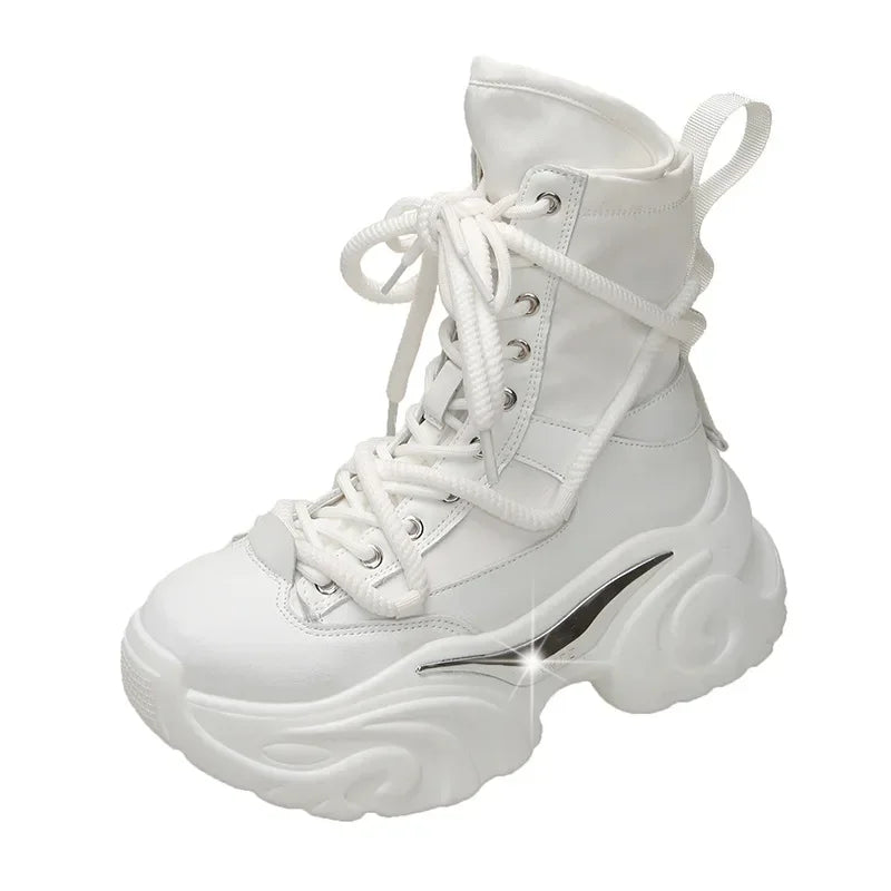 Women's Pink Boots Platform New in  Calf High Boot Woman Winter Girl's Ankle Bootie White Sneakers Trends 2023 Cross Strap Bling