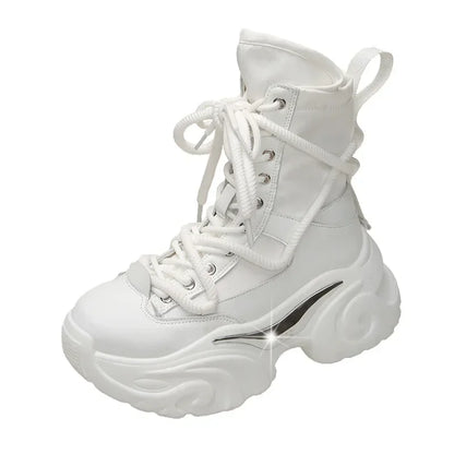 Women's Pink Boots Platform New in  Calf High Boot Woman Winter Girl's Ankle Bootie White Sneakers Trends 2023 Cross Strap Bling